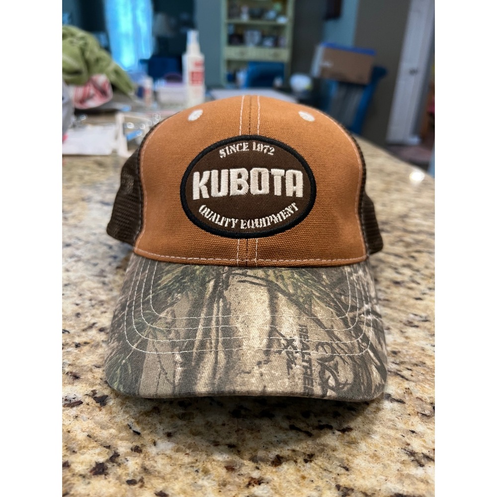Kubota Quality Equipment Trucker Hat Brown Realtree Camo Mesh Back Cap